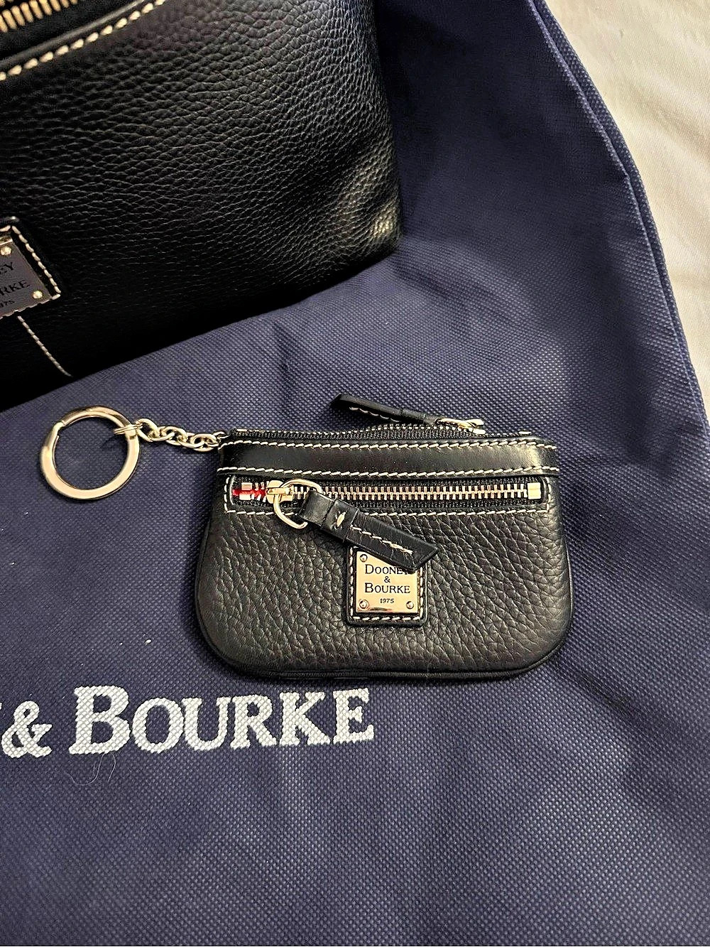 Dooney & Bourke Black Zip Coin Purse ONLY!!! Black pebble leather.